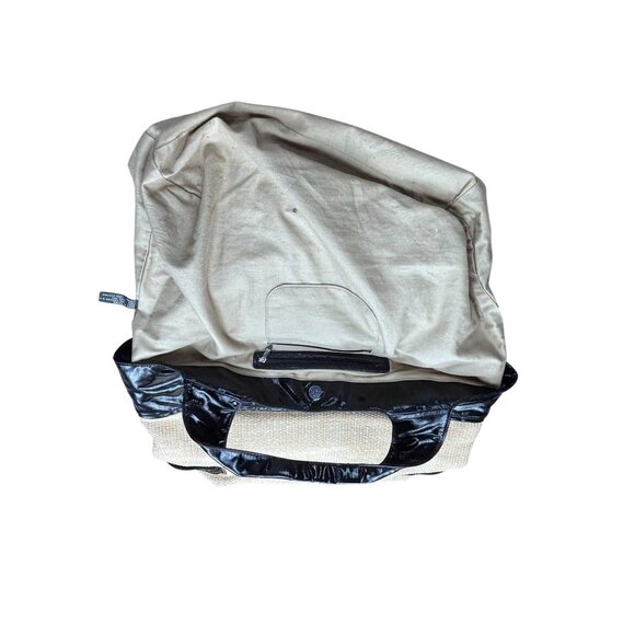 Maxx New York Black & Tan Woven Tote Bag With PVC Trim - Picture 5 of 9